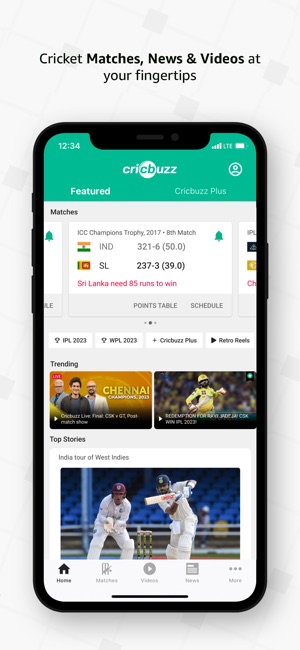 Cricbuzz app screen shot