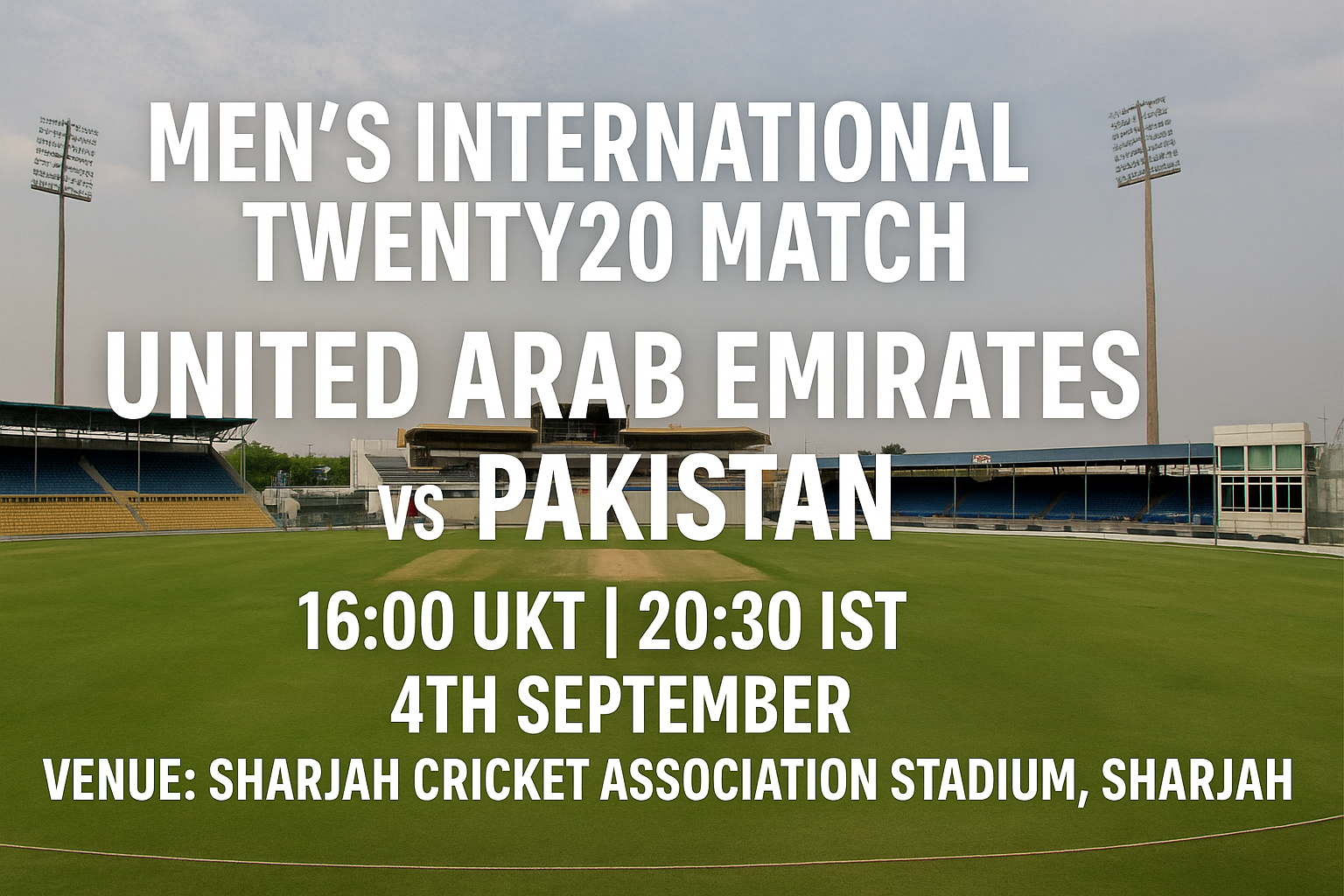 Read more about the article UAE v Pakistan – 4 September – Preview & Prediction
