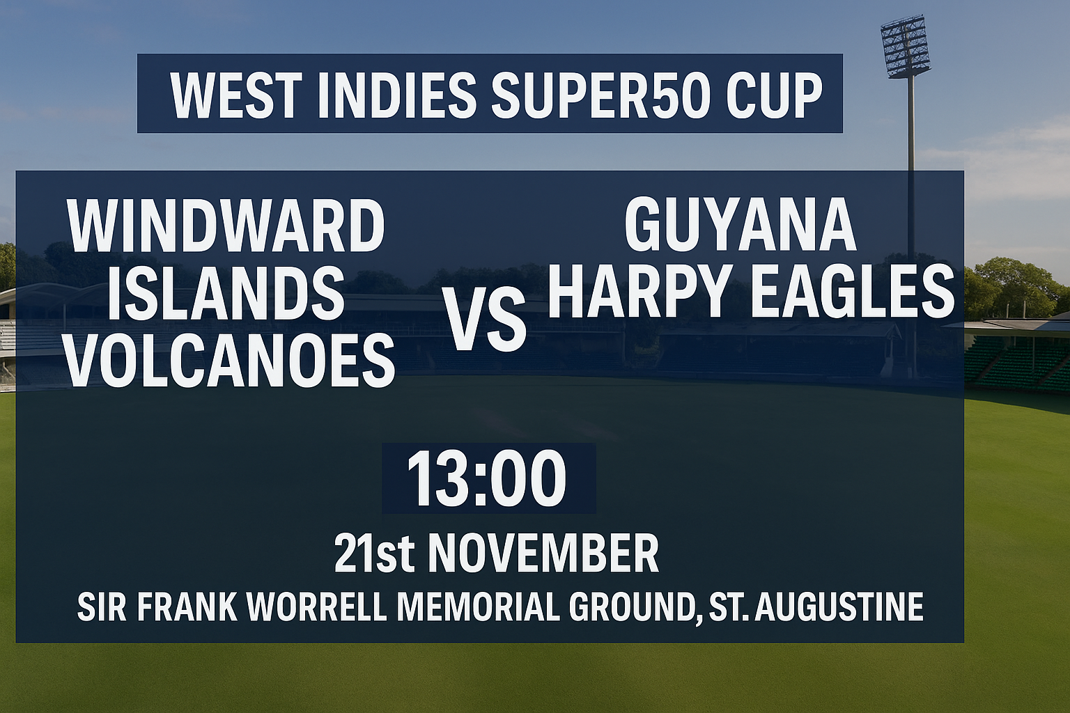 Read more about the article Windward Islands Volcanoes v Guyana Harpy Eagles – 21 November – Preview & Prediction