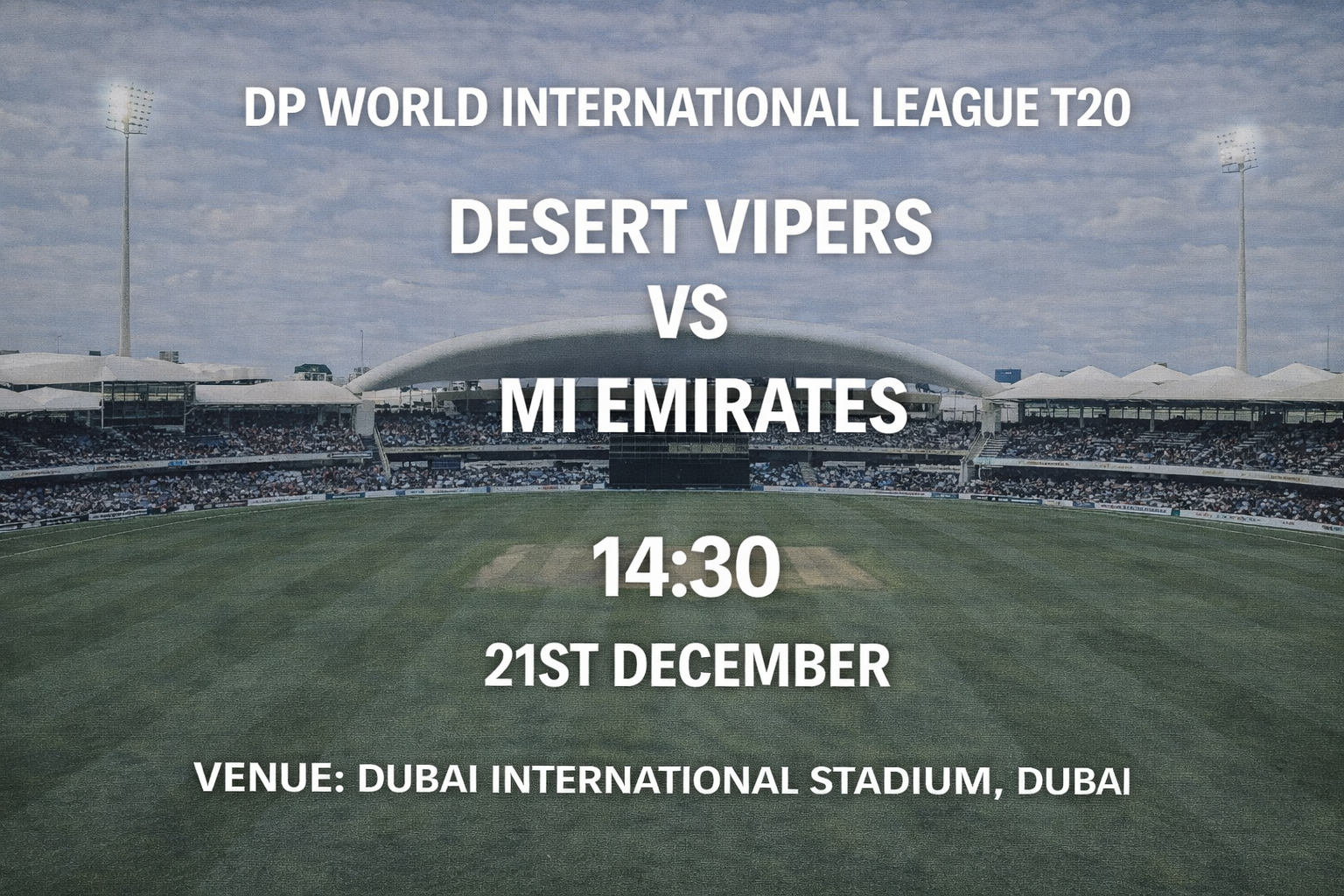 Read more about the article Desert Vipers v MI Emirates – 21 December – Preview & Prediction