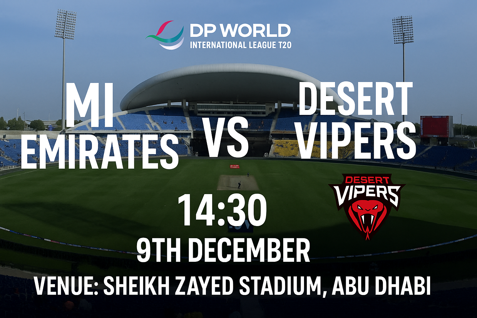 Read more about the article MI Emirates v Desert Vipers – 9 December – Preview & Prediction