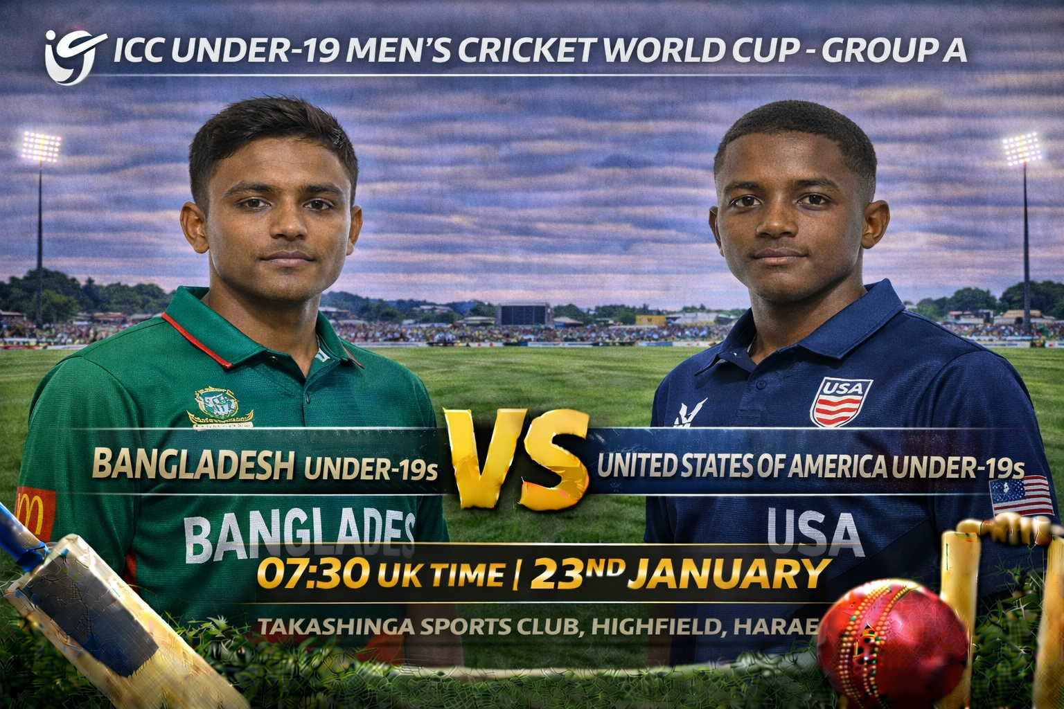 Read more about the article Bangladesh Under-19s v USA Under-19s – 23 January – Preview & Prediction