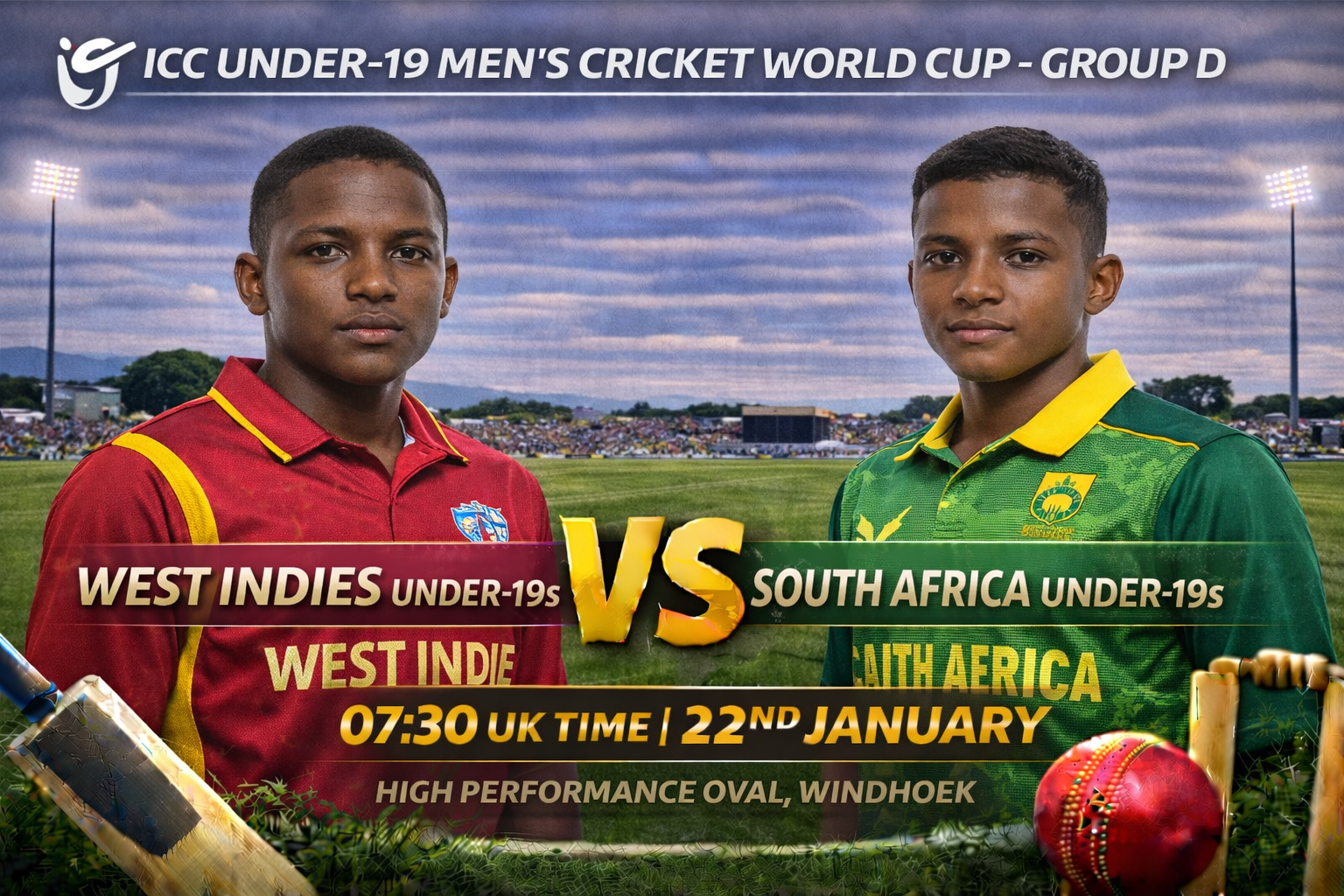 Read more about the article West Indies Under-19s v South Africa Under-19s – 22 January – Preview & Prediction