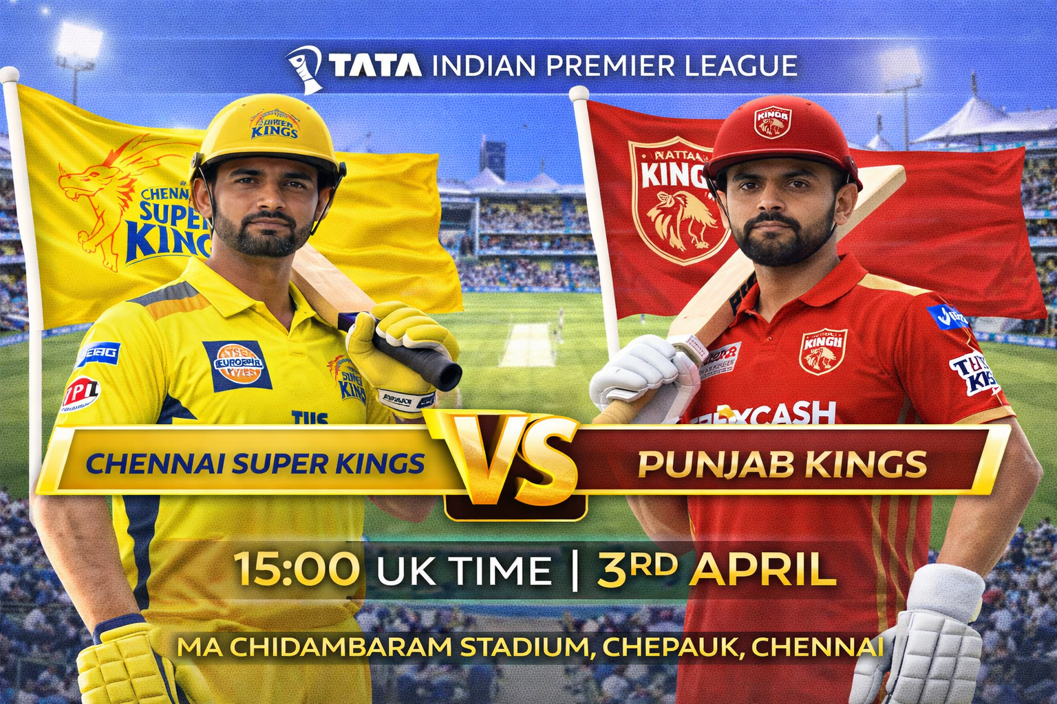 Read more about the article Chennai Super Kings v Punjab Kings – 3 April – Preview & Prediction