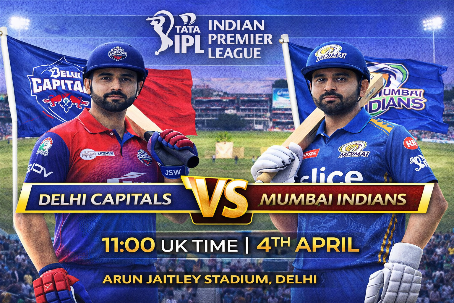 Read more about the article Delhi Capitals v Mumbai Indians – 4 April – Preview & Prediction