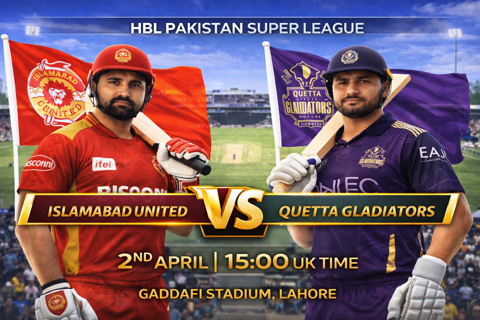 Read more about the article Islamabad United v Quetta Gladiators – 2 April – Preview & Prediction