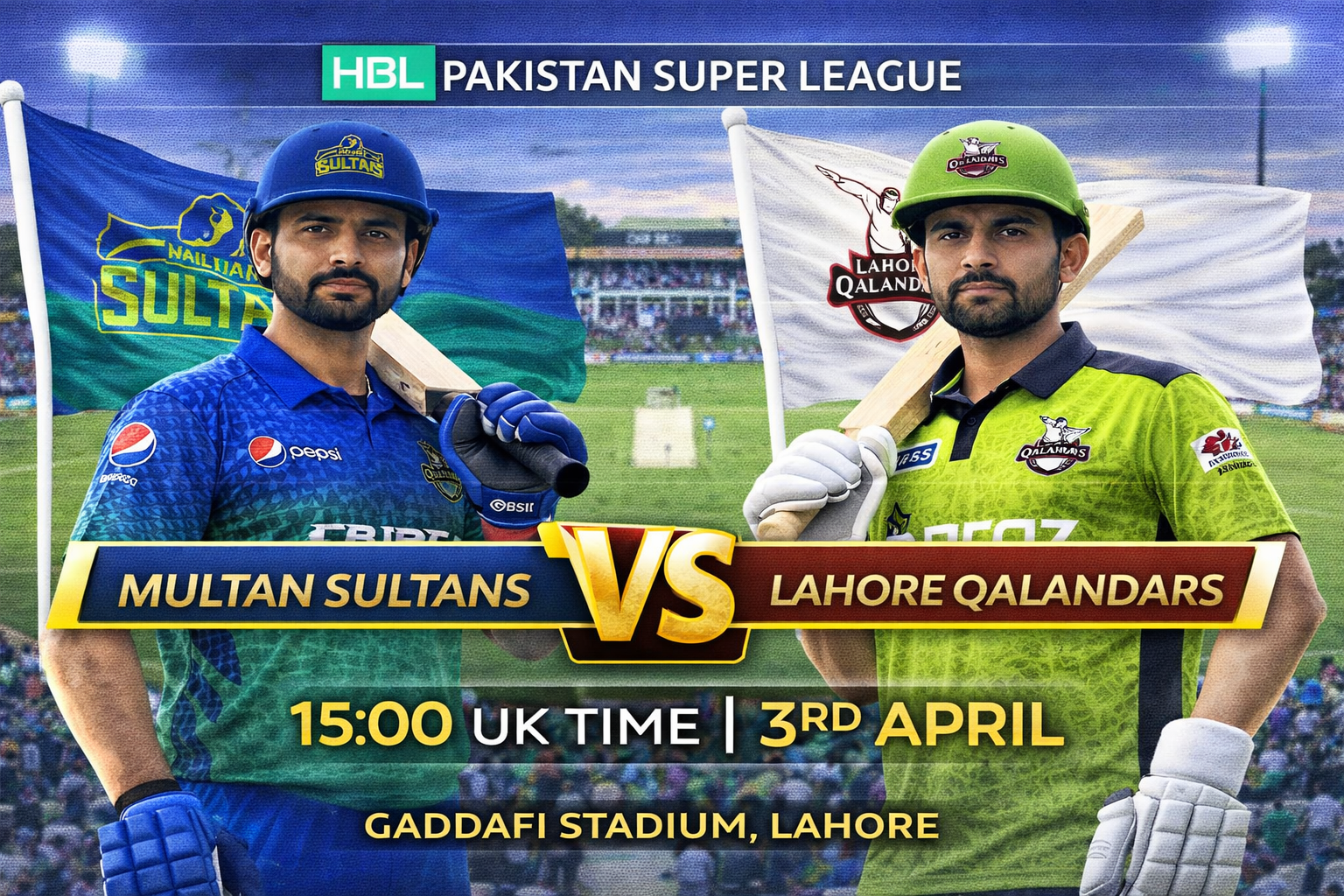 Read more about the article Multan Sultans v Lahore Qalandars – 3 April – Preview & Prediction