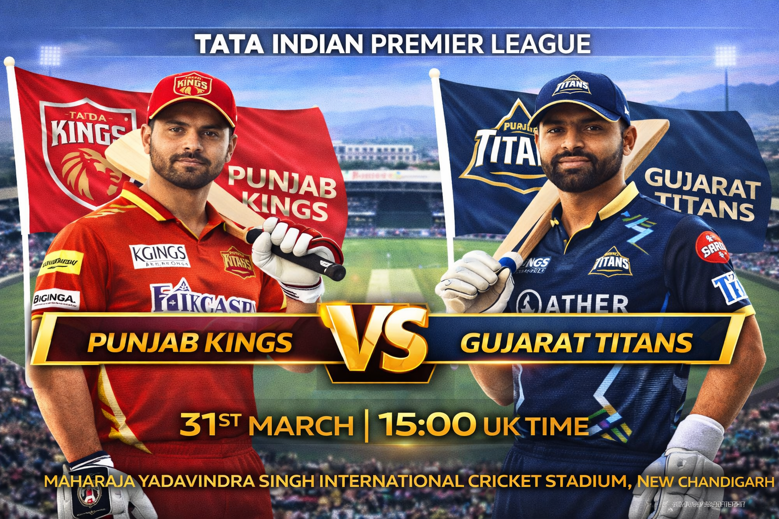 Read more about the article Punjab Kings v Gujarat Titans – 31 March – Preview & Prediction