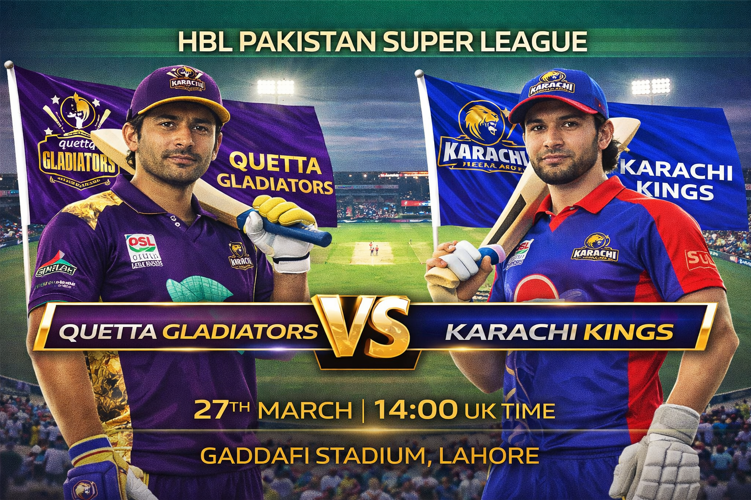 Read more about the article Quetta Gladiators v Karachi Kings – 27 March – Preview & Prediction
