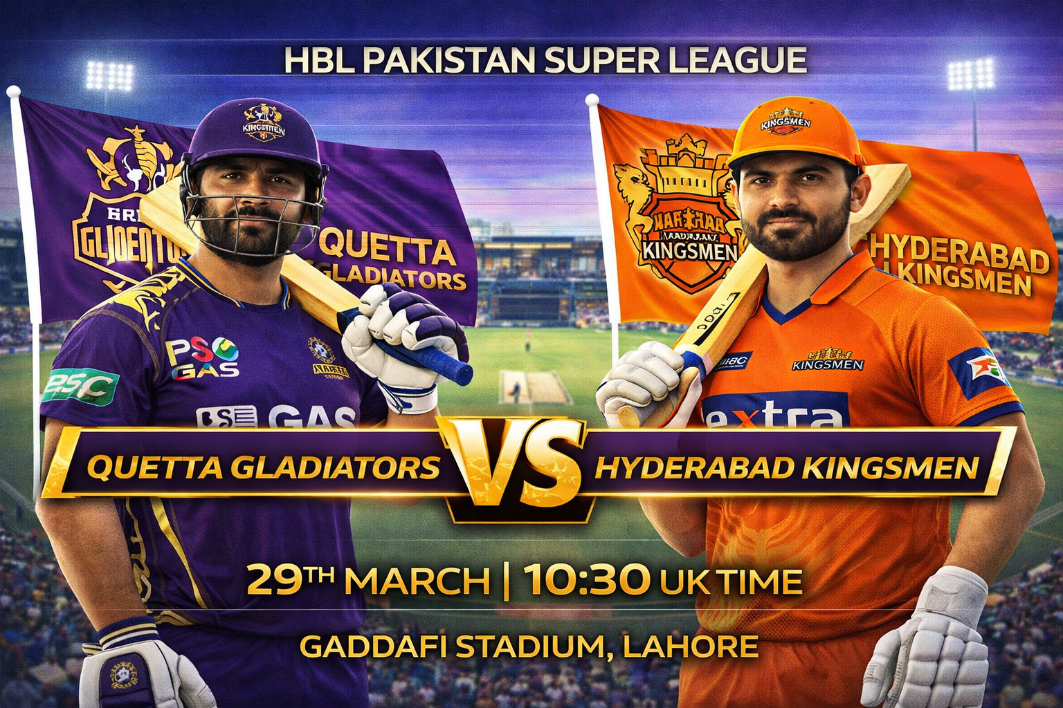 Read more about the article Quetta Gladiators v Hyderabad Kingsmen – 29 March – Preview & Prediction