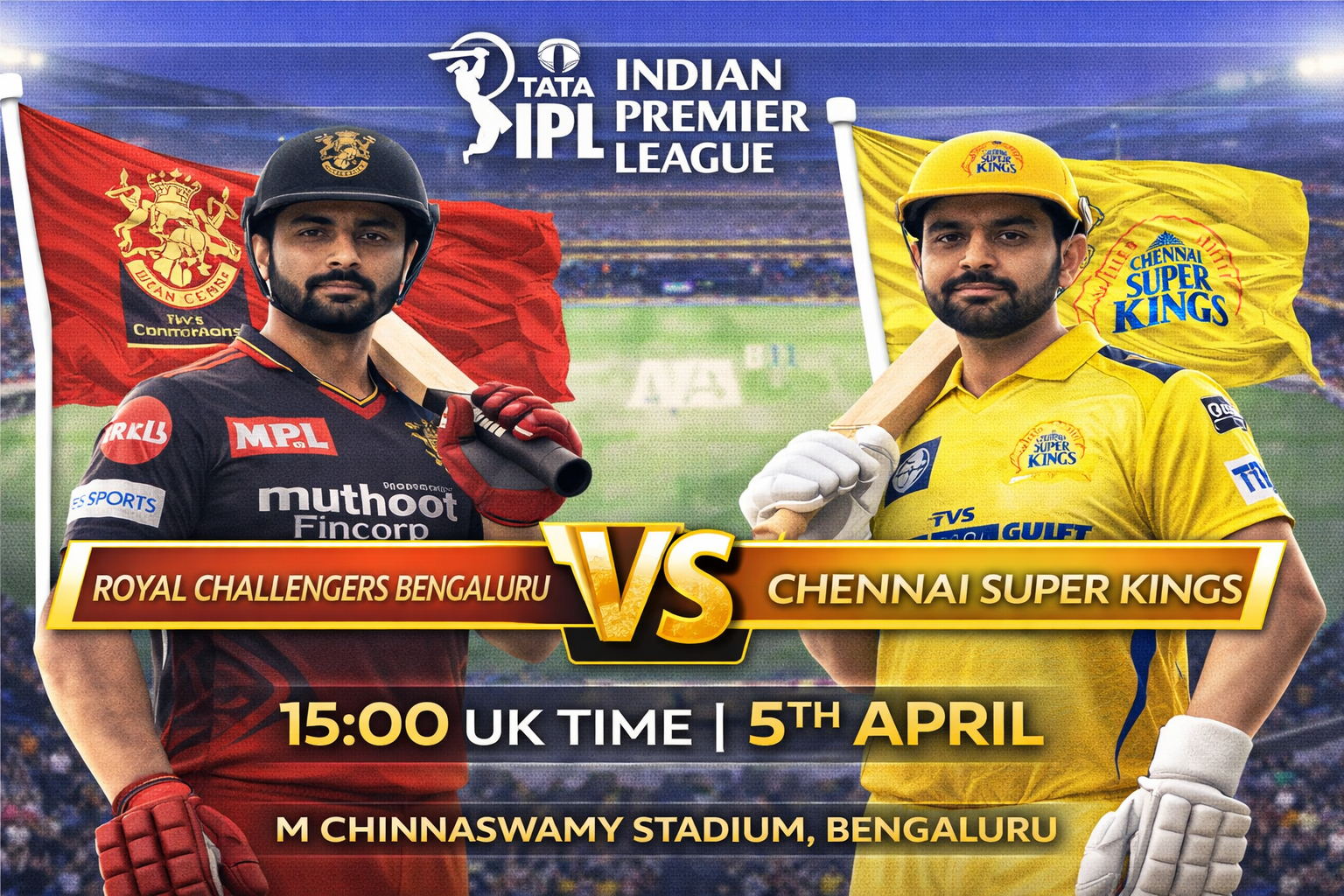 Read more about the article Royal Challengers Bengaluru v Chennai Super Kings – 5 April – Preview & Prediction