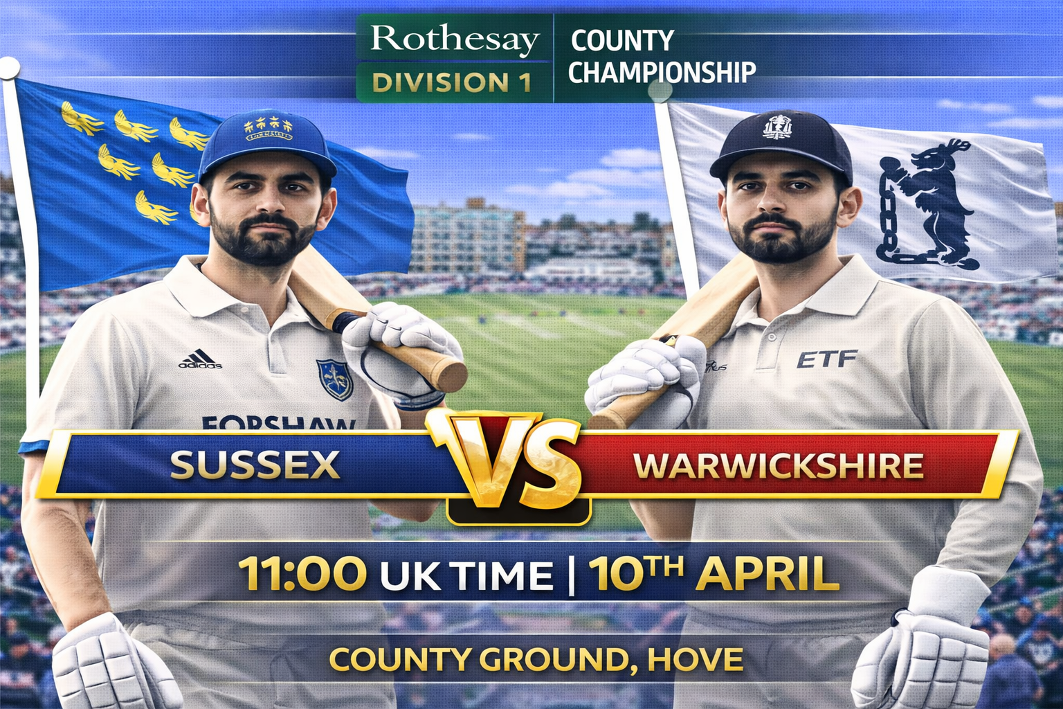 Read more about the article Sussex v Warwickshire – 10 April – Preview & Prediction