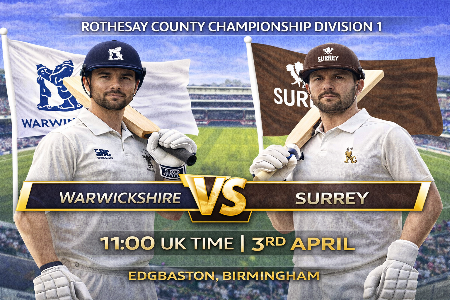 Read more about the article Warwickshire v Surrey – 3 April – Preview & Prediction