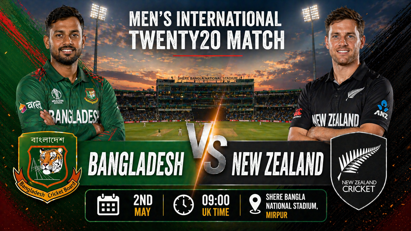 Read more about the article Bangladesh v New Zealand – 2 May – Preview & Prediction