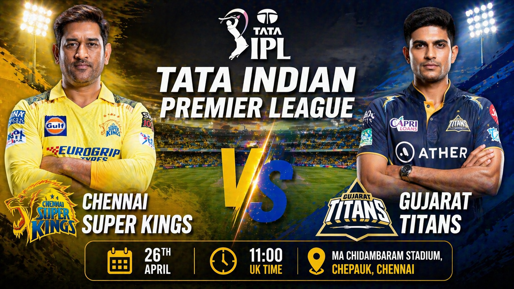 Read more about the article Chennai Super Kings v Gujarat Titans – 26 April – Preview & Prediction