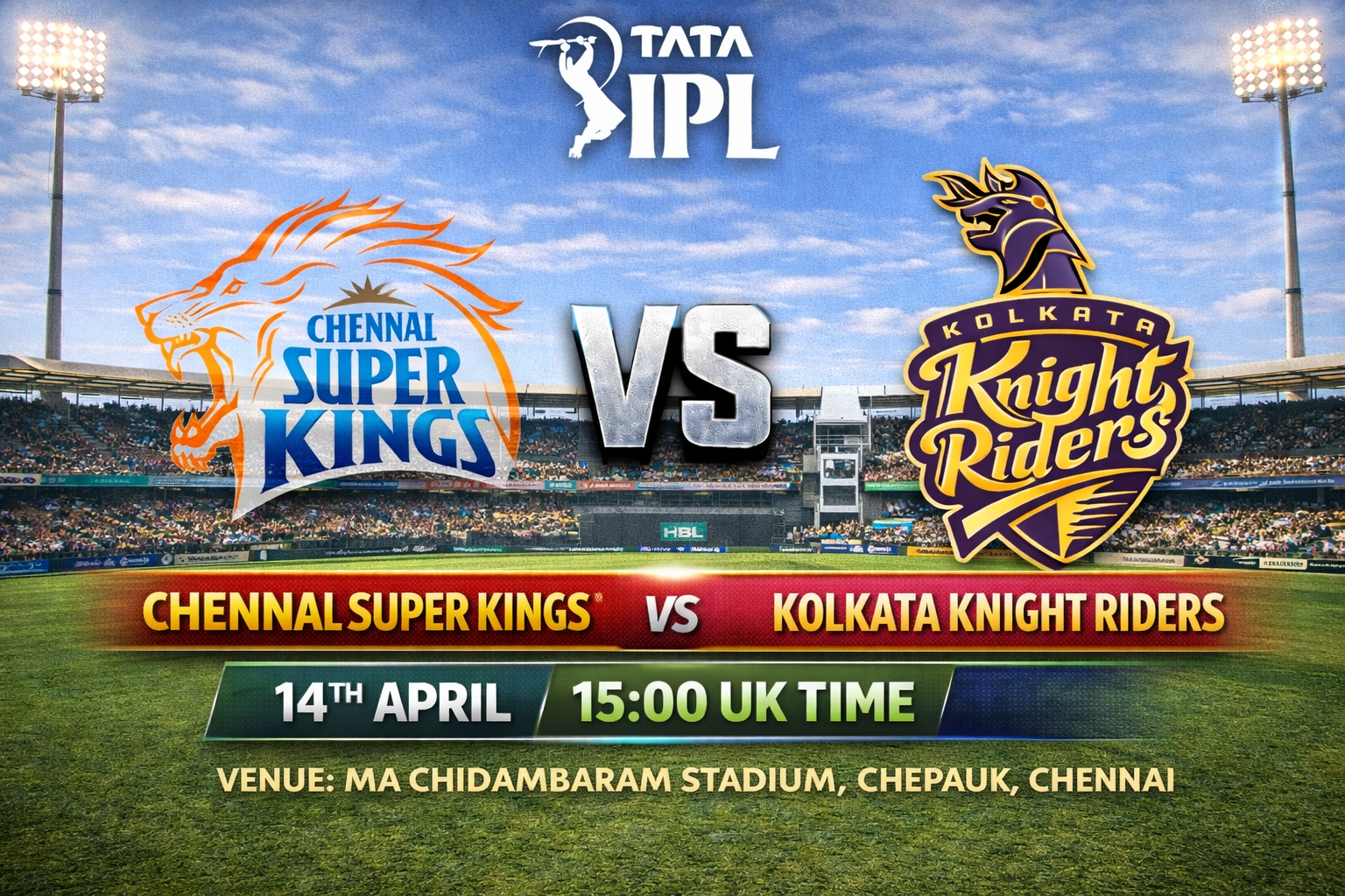 Read more about the article Chennai Super Kings v Kolkata Knight Riders – 14 April – Preview & Prediction