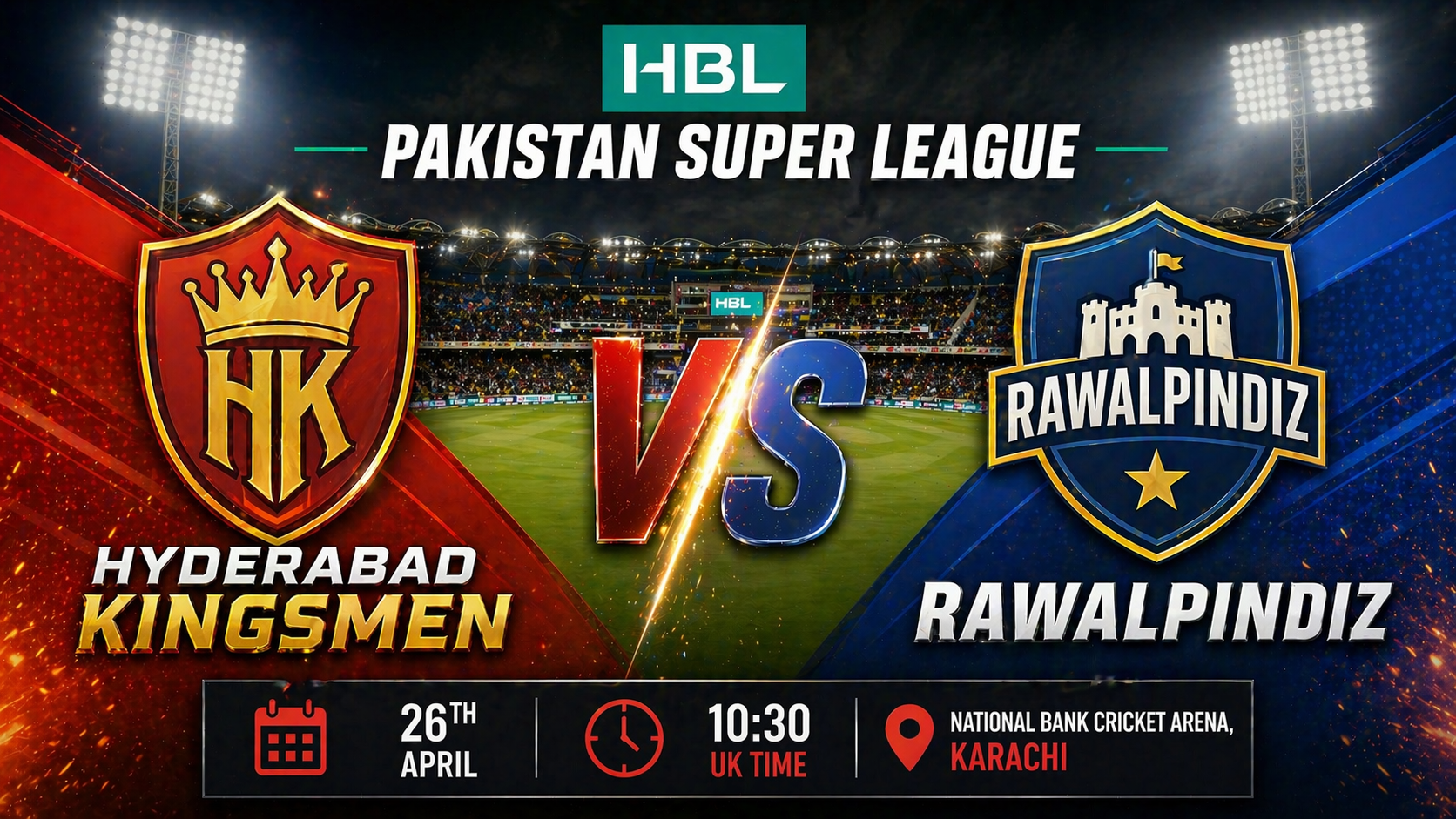 Read more about the article Hyderabad Kingsmen v Rawalpindiz – 26 April – Preview & Prediction
