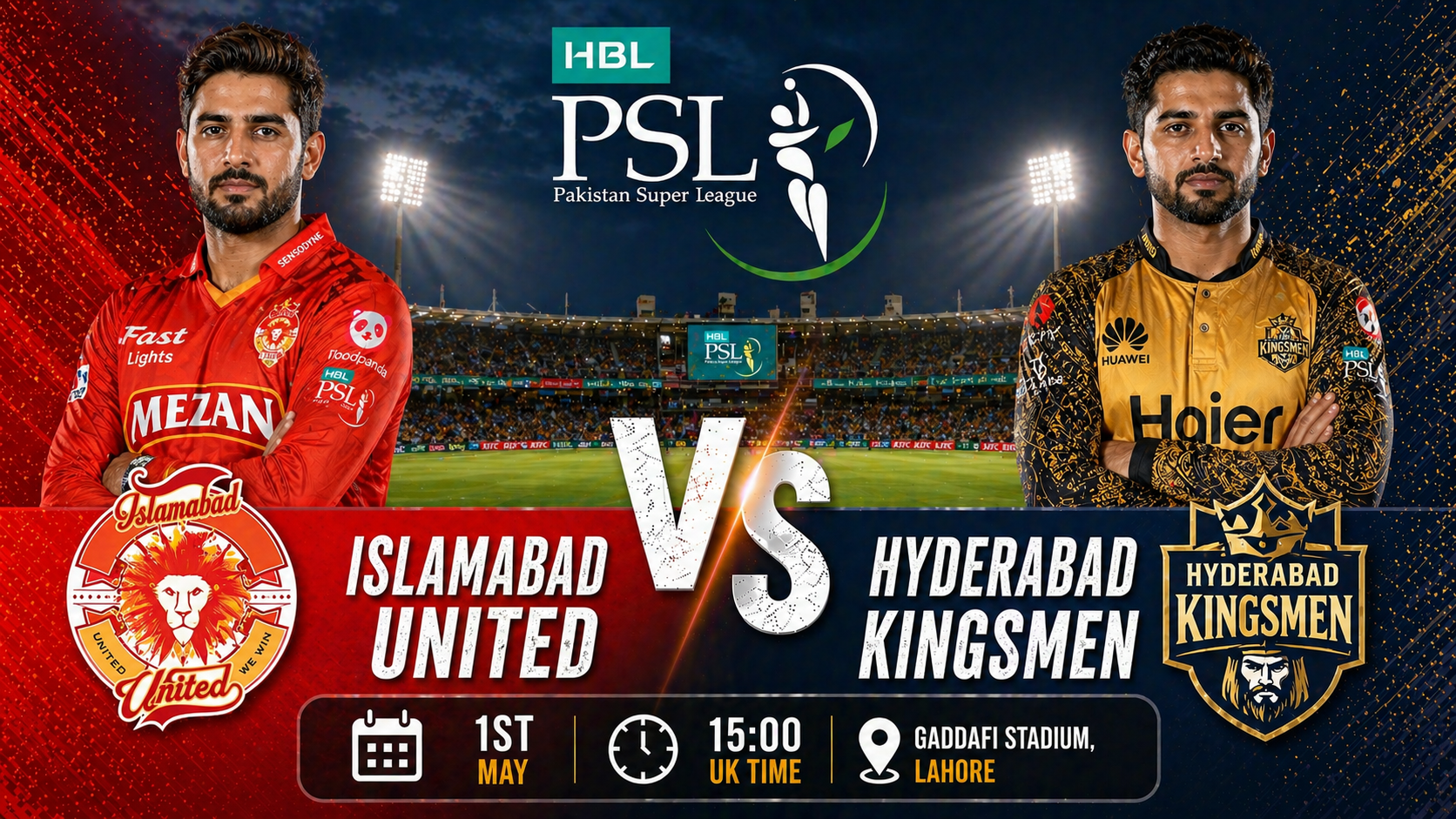 Read more about the article Islamabad United v Hyderabad Kingsmen – 1 May – Preview & Prediction