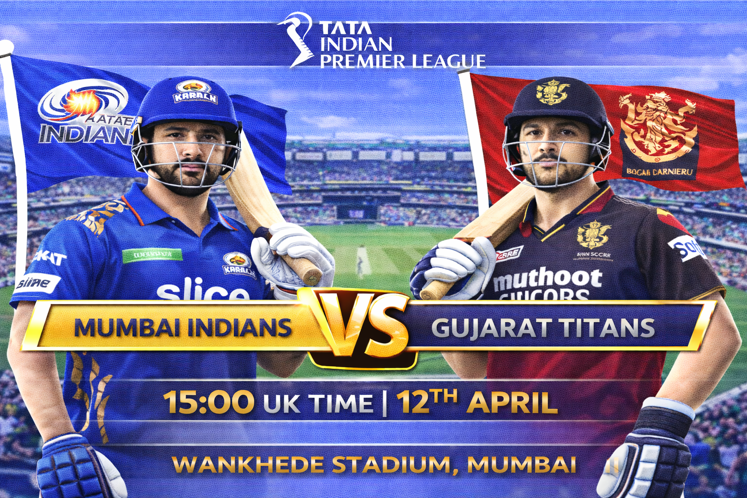 Read more about the article Mumbai Indians v Royal Challengers Bengaluru – 12 April – Preview & Prediction