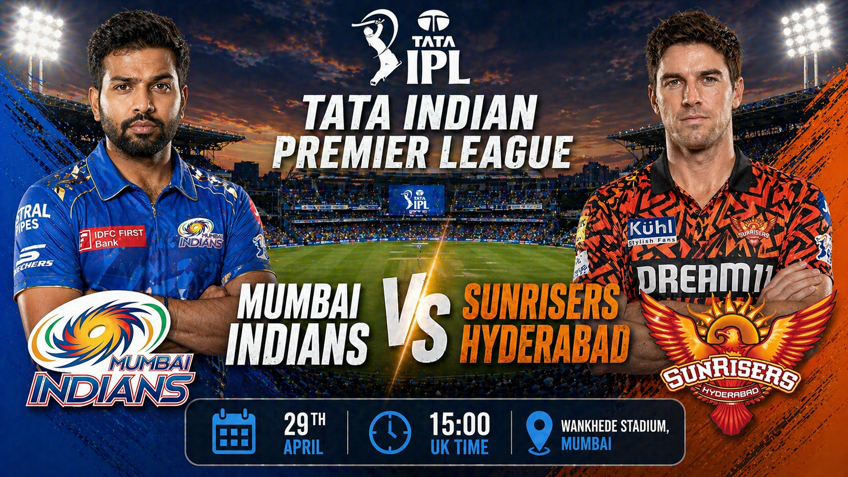 Read more about the article Mumbai Indians v Sunrisers Hyderabad – 29 April – Preview & Prediction
