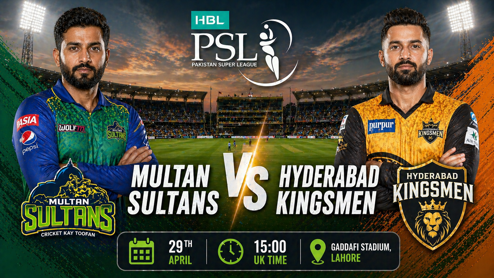 Read more about the article Multan Sultans v Hyderabad Kingsmen – 29 April – Preview & Prediction