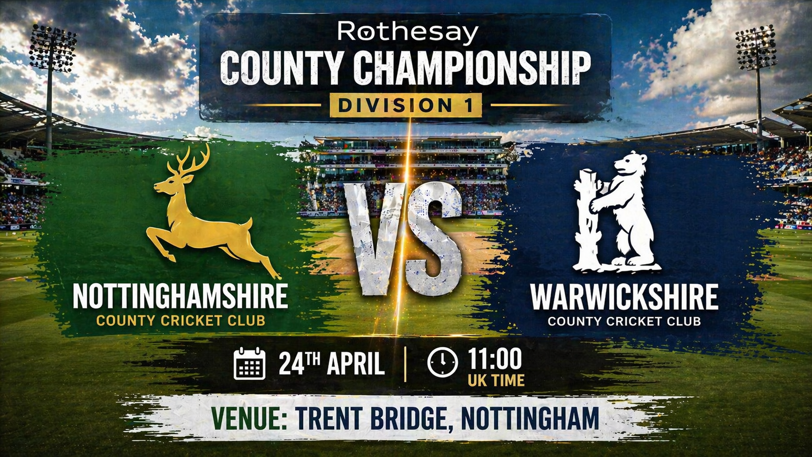 Read more about the article Nottinghamshire v Warwickshire – 24 April – Preview & Prediction