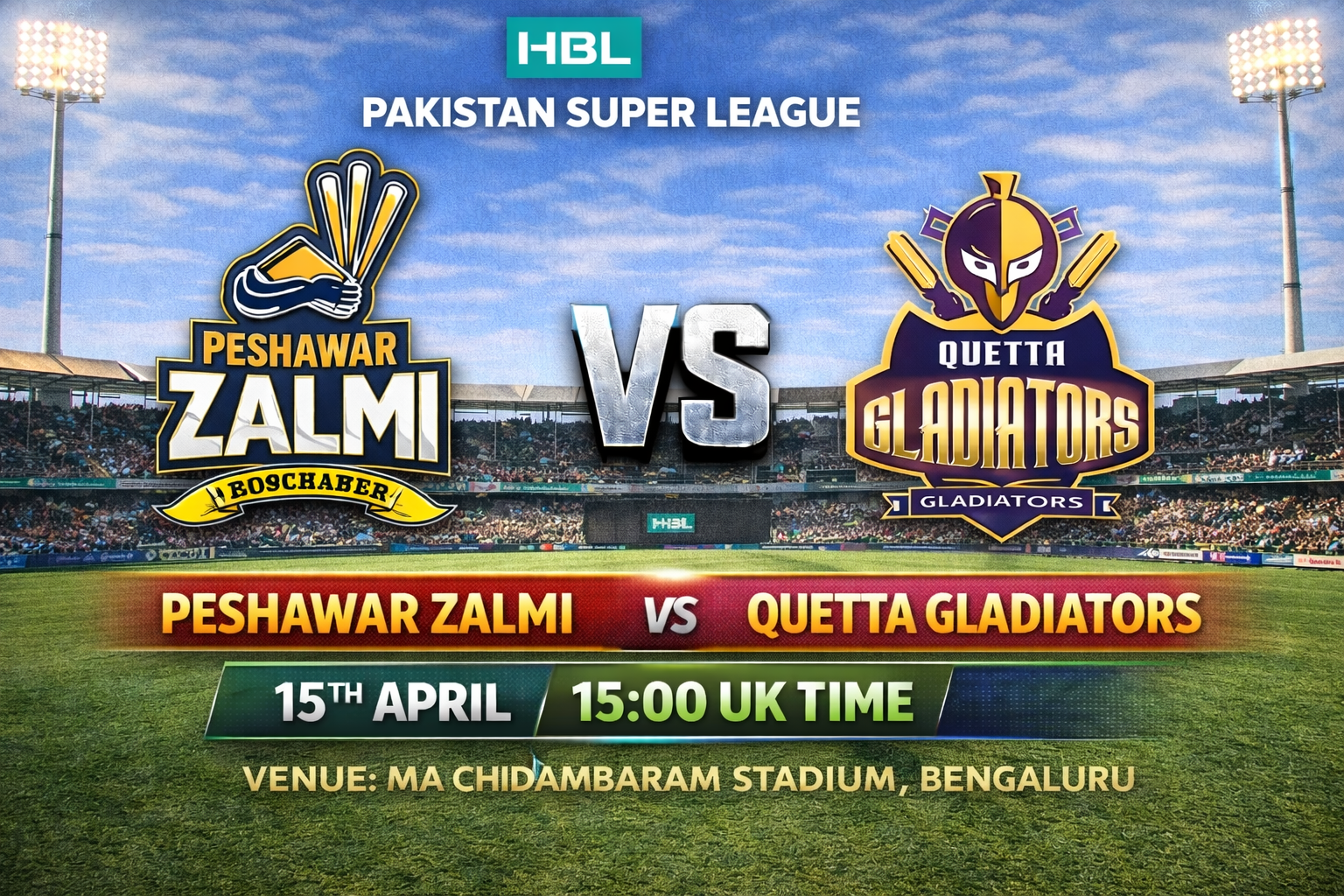 Read more about the article Peshawar Zalmi v Quetta Gladiators – 15 April – Preview & Prediction