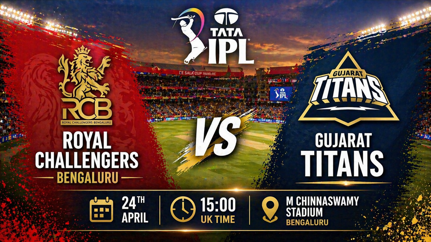 Read more about the article Royal Challengers Bengaluru v Gujarat Titans – 24 April – Preview & Prediction