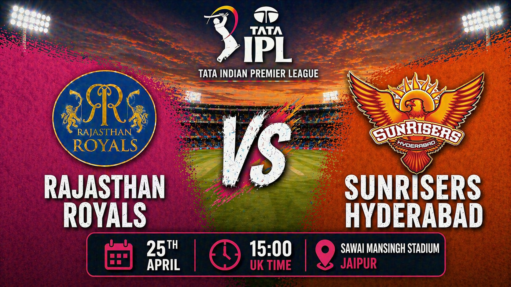 Read more about the article Rajasthan Royals v Sunrisers Hyderabad – 25 April – Preview & Prediction