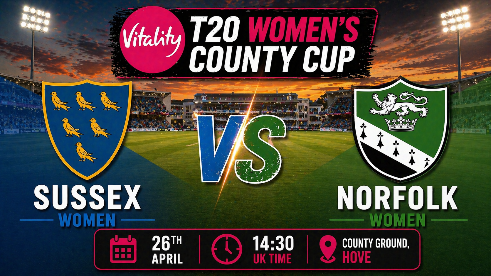 Read more about the article Sussex Women v Norfolk Women – 26 April – Preview & Prediction