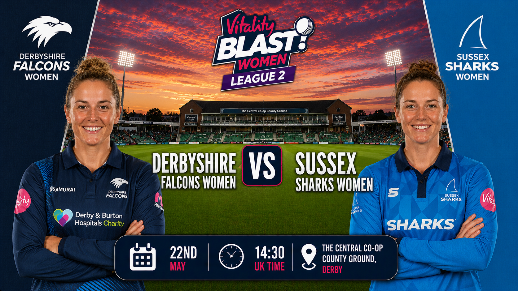 Read more about the article Derbyshire Falcons Women v Sussex Sharks Women – 22 May – Preview & Prediction