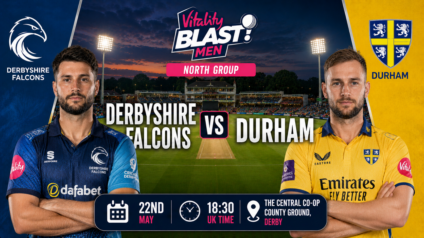 Read more about the article Derbyshire Falcons v Durham – 22 May – Preview & Prediction