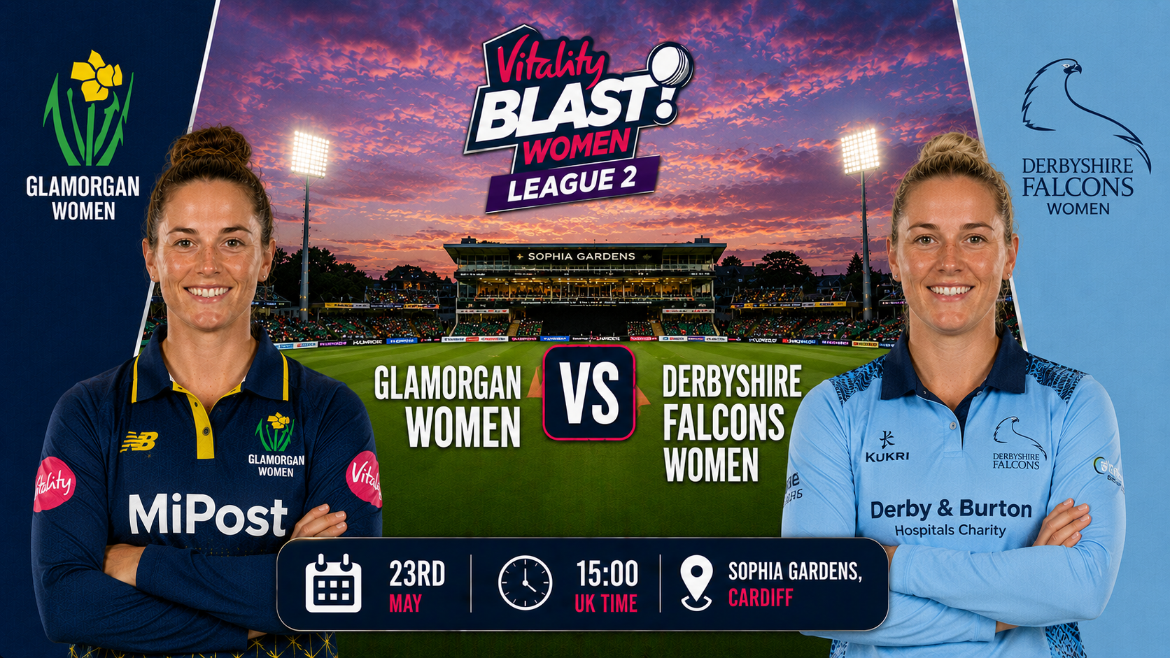 Read more about the article Glamorgan Women v Derbyshire Falcons Women – 23 May – Preview & Prediction