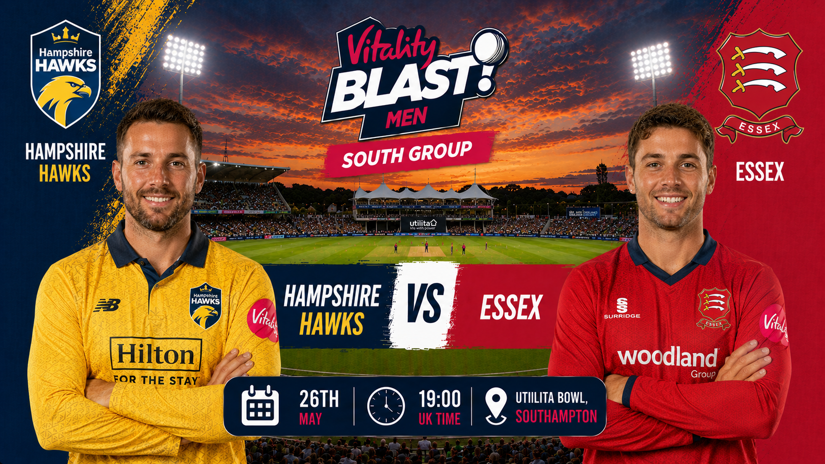 Read more about the article Hampshire Hawks v Essex – 26 May – Preview & Prediction