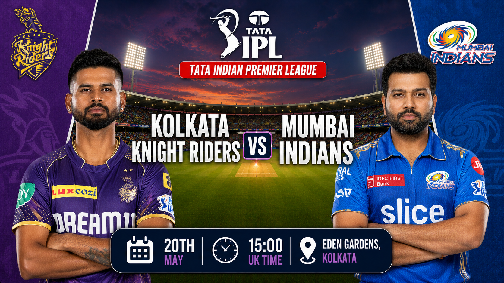 Read more about the article Kolkata Knight Riders v Mumbai Indians – 20 May – Preview & Prediction