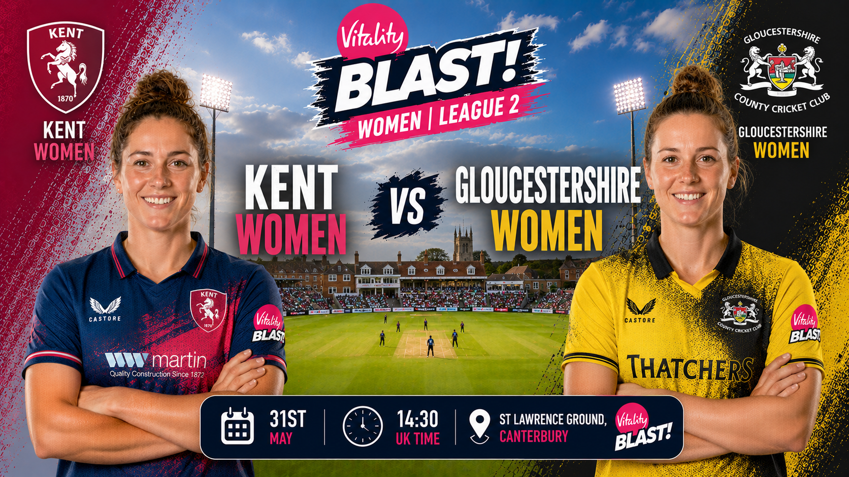 Read more about the article Kent Women v Gloucestershire Women – 31 May – Preview & Prediction