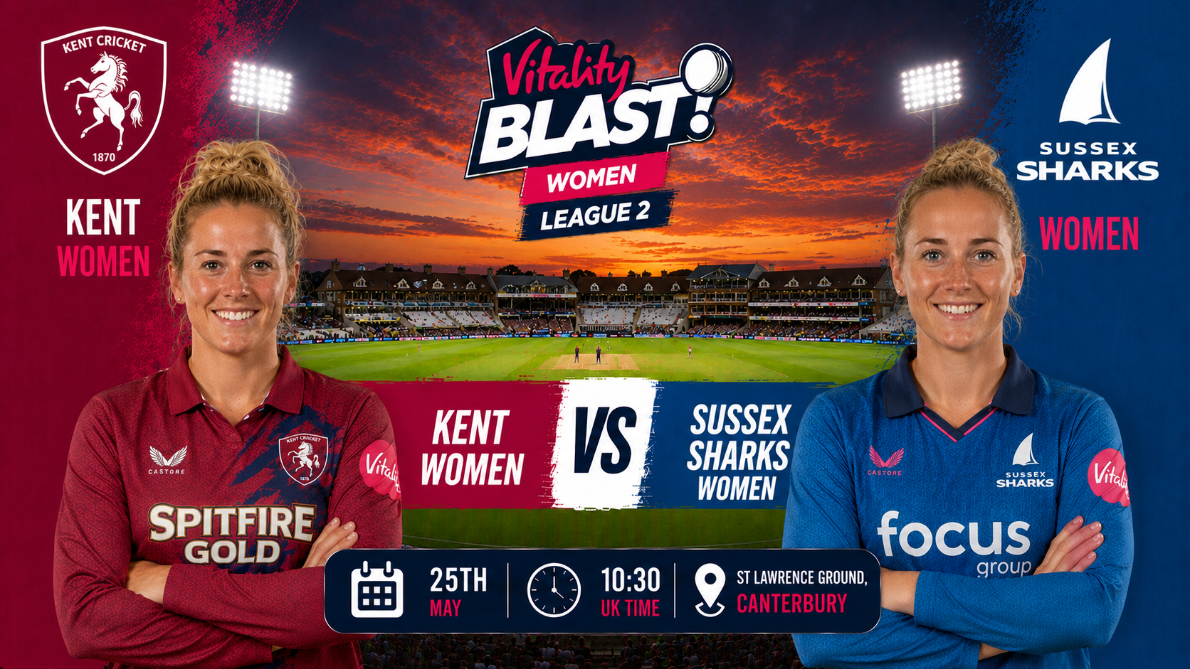 Read more about the article Kent Women v Sussex Sharks Women – 25 May – Preview & Prediction