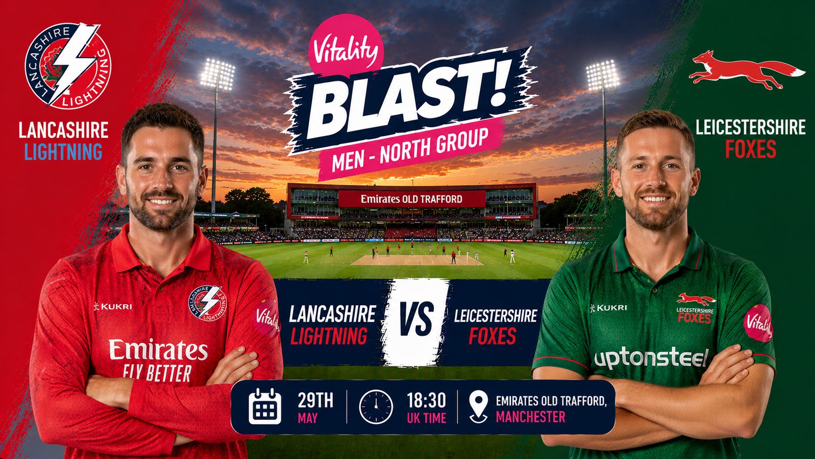 Read more about the article Lancashire Lightning v Leicestershire Foxes – 29 May – Preview & Prediction