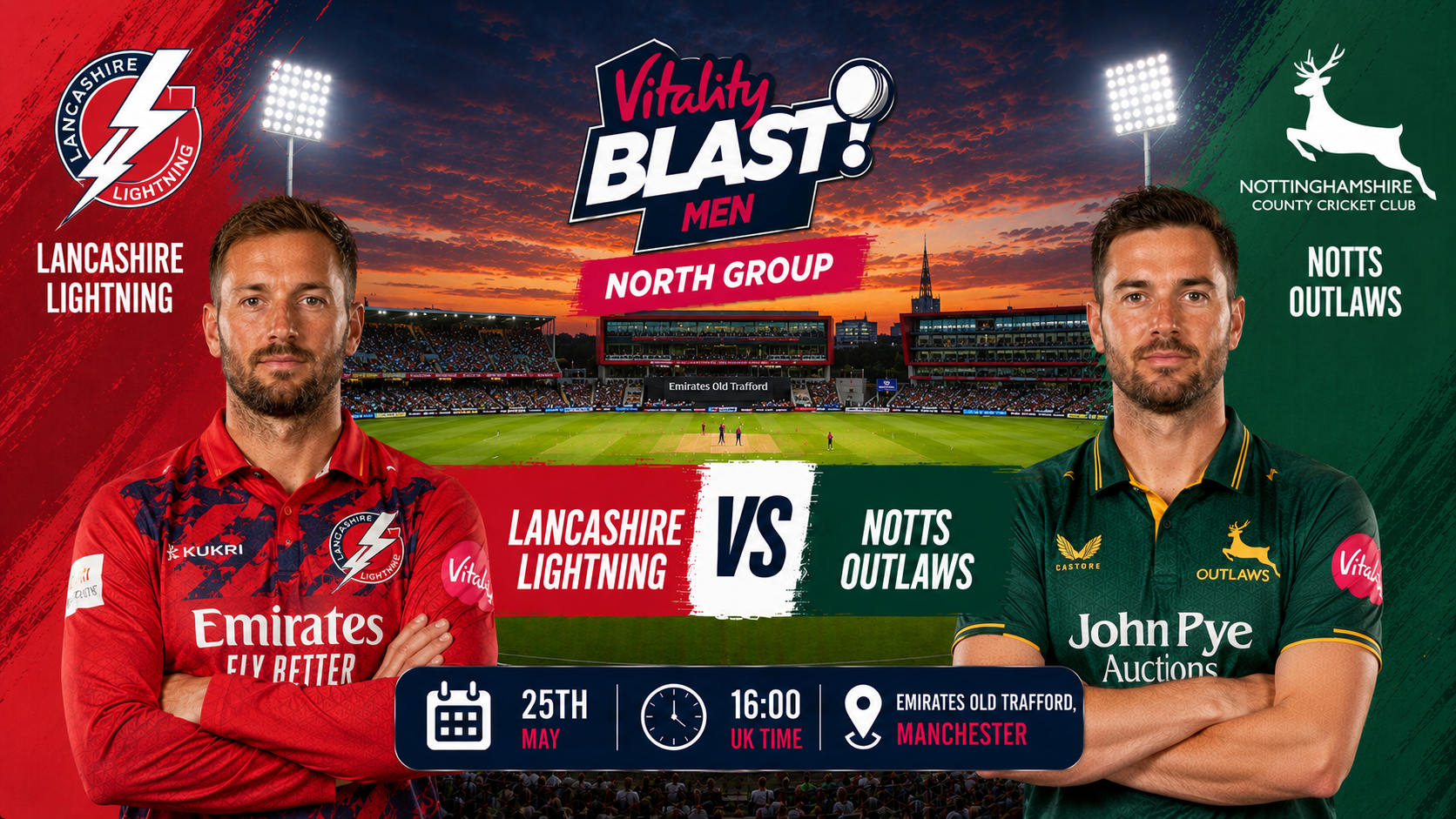 Read more about the article Lancashire Lightning v Notts Outlaws – 25 May – Preview & Prediction