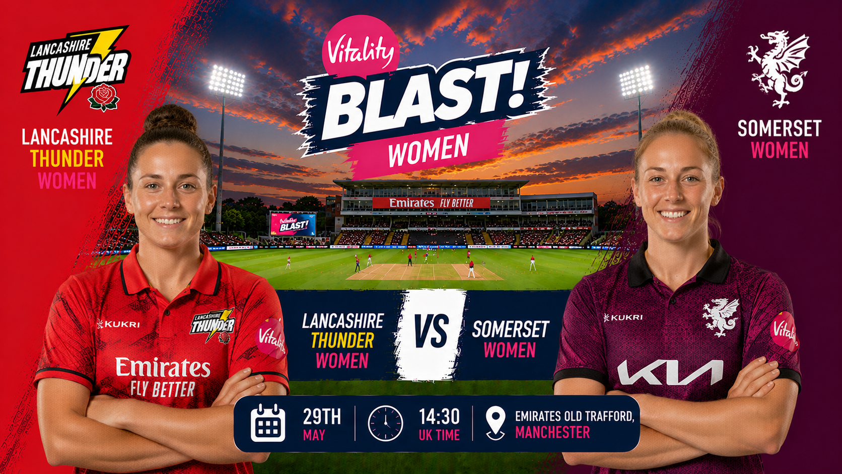 Read more about the article Lancashire Thunder v Somerset Women – 29 May – Preview & Prediction