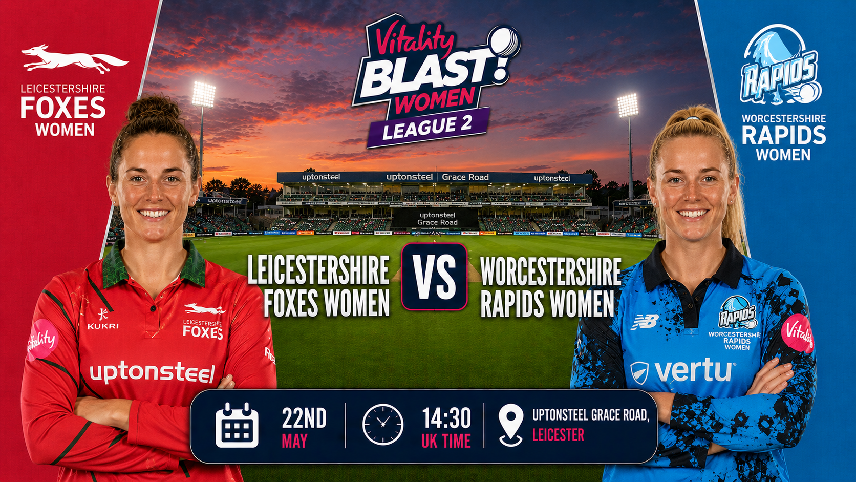 Read more about the article Leicestershire Foxes Women v Worcestershire Rapids Women – 22 May – Preview & Prediction