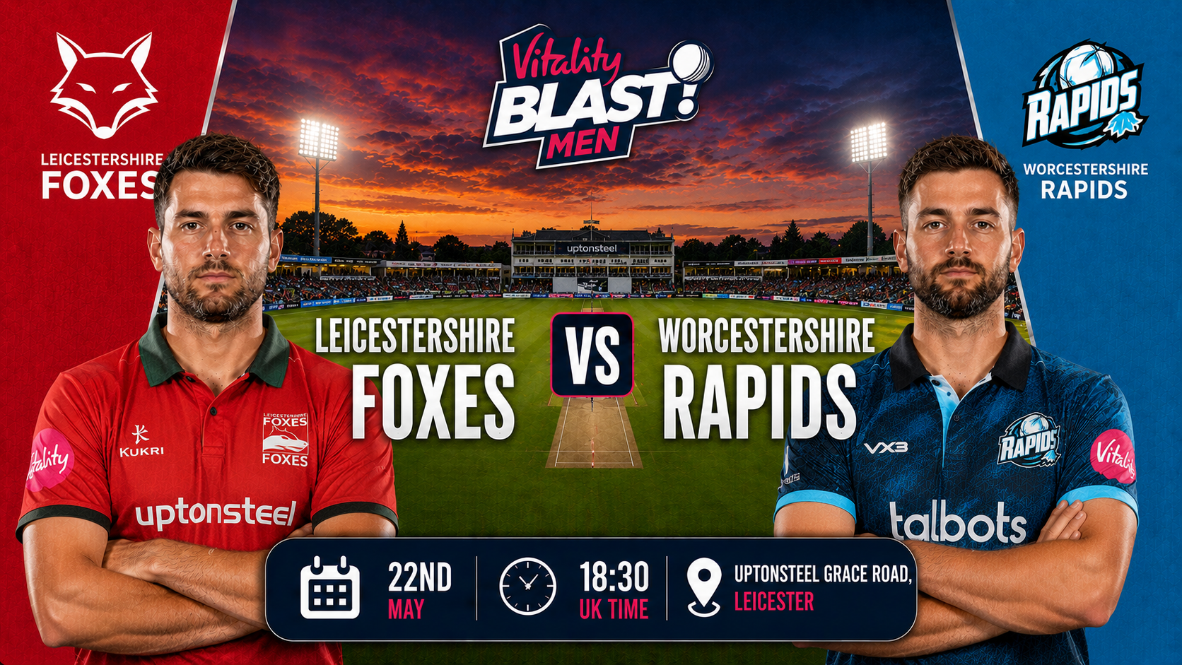 Read more about the article Leicestershire Foxes v Worcestershire Rapids – 22 May – Preview & Prediction