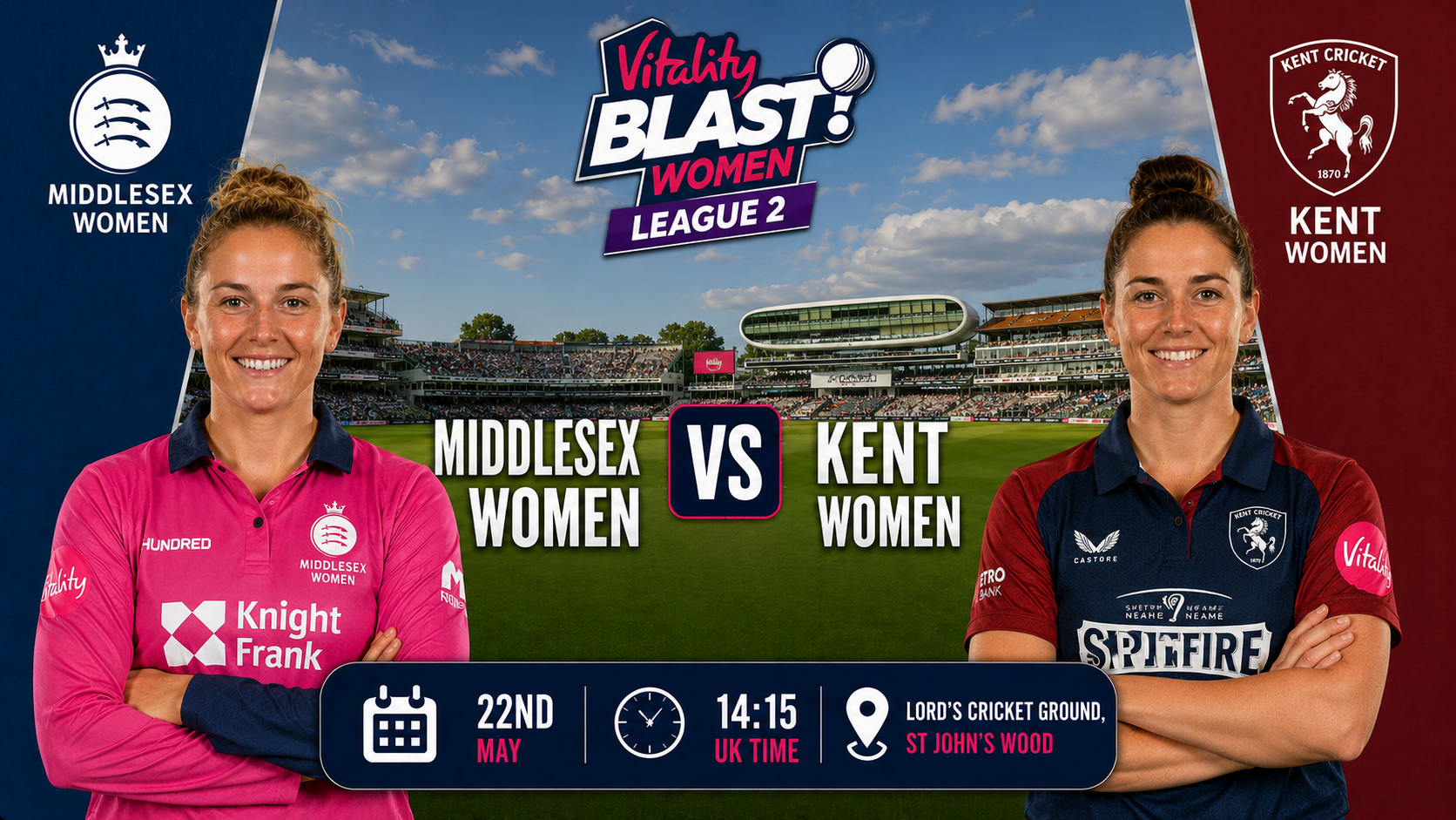 Read more about the article Middlesex Women v Kent Women – 22 May – Preview & Prediction