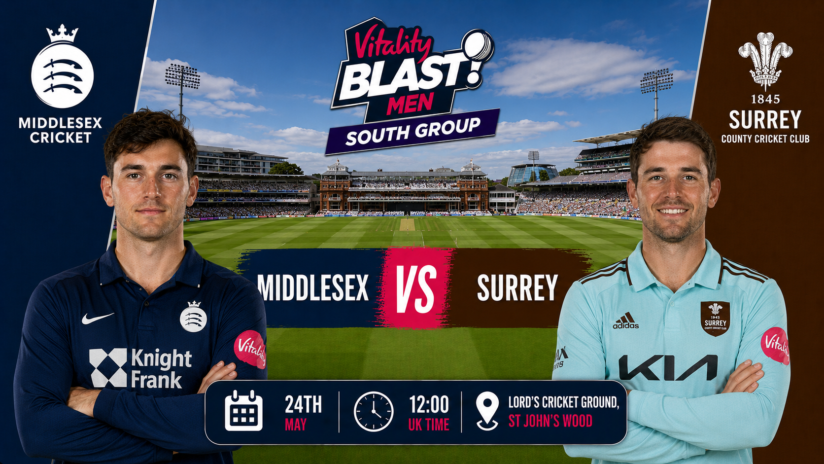 Read more about the article Middlesex v Surrey – 24 May – Preview & Prediction