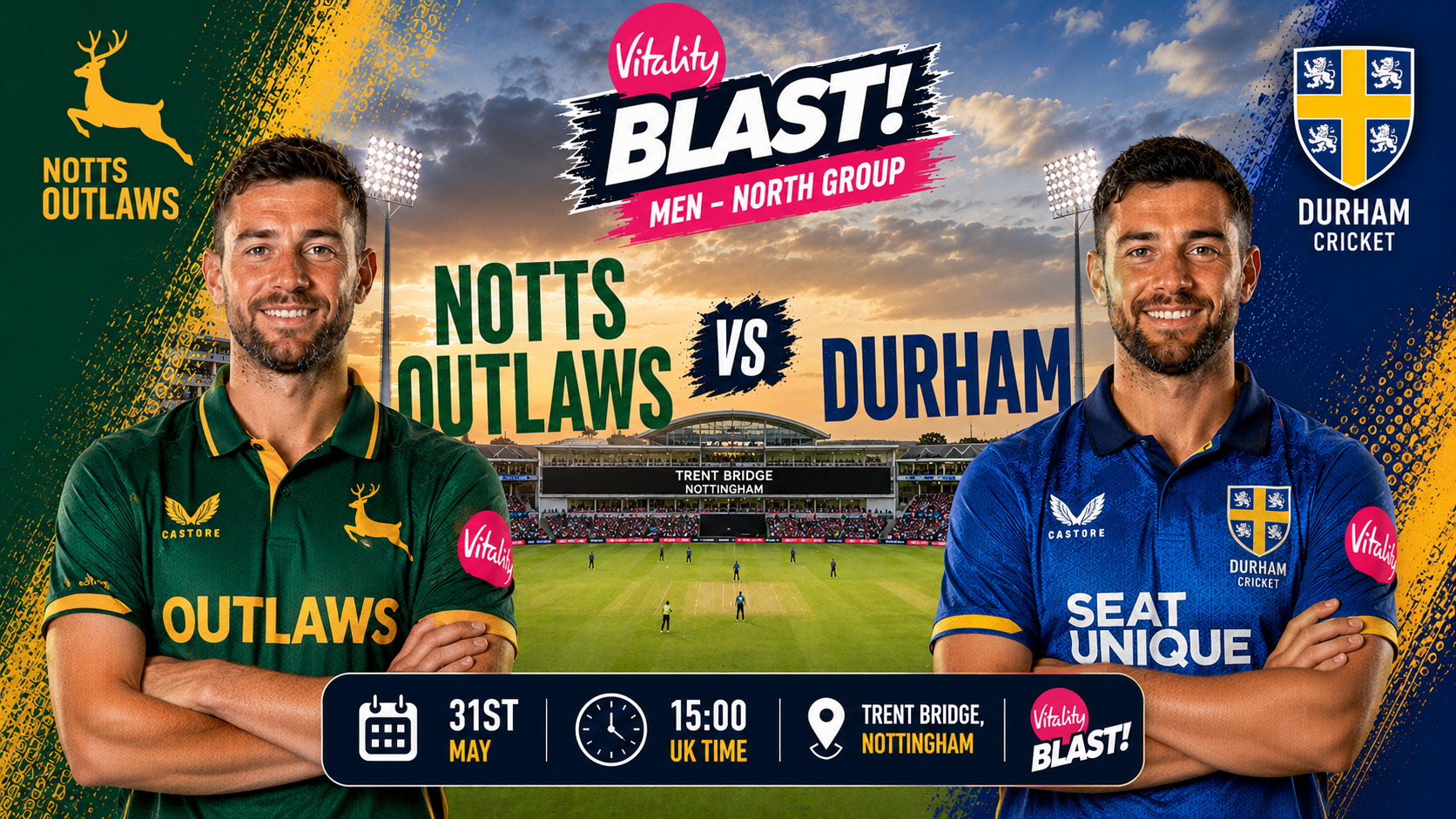 Read more about the article Notts Outlaws v Durham – 31 May – Preview & Prediction
