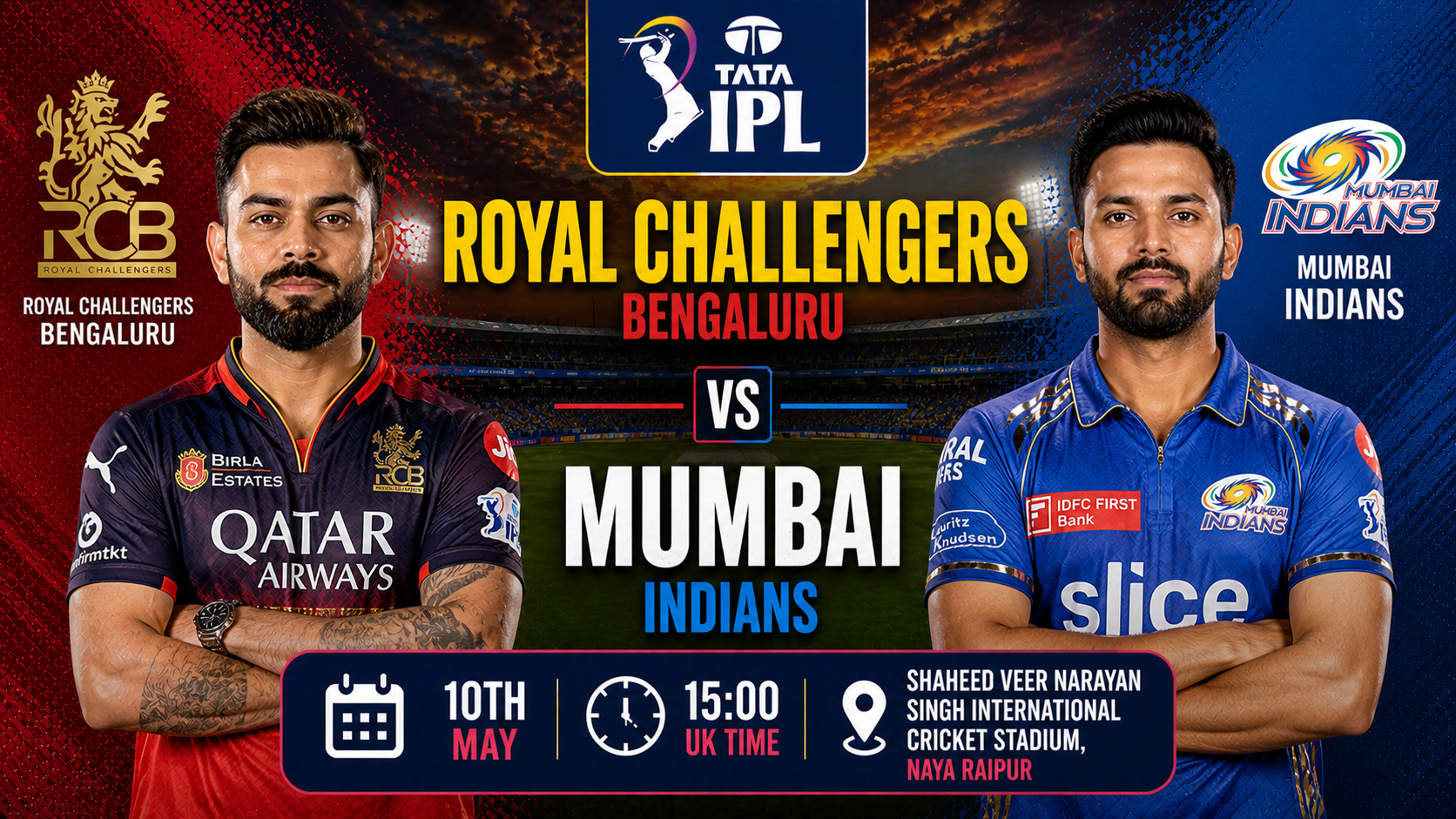 Read more about the article Royal Challengers Bengaluru v Mumbai Indians – 10 May – Preview & Prediction