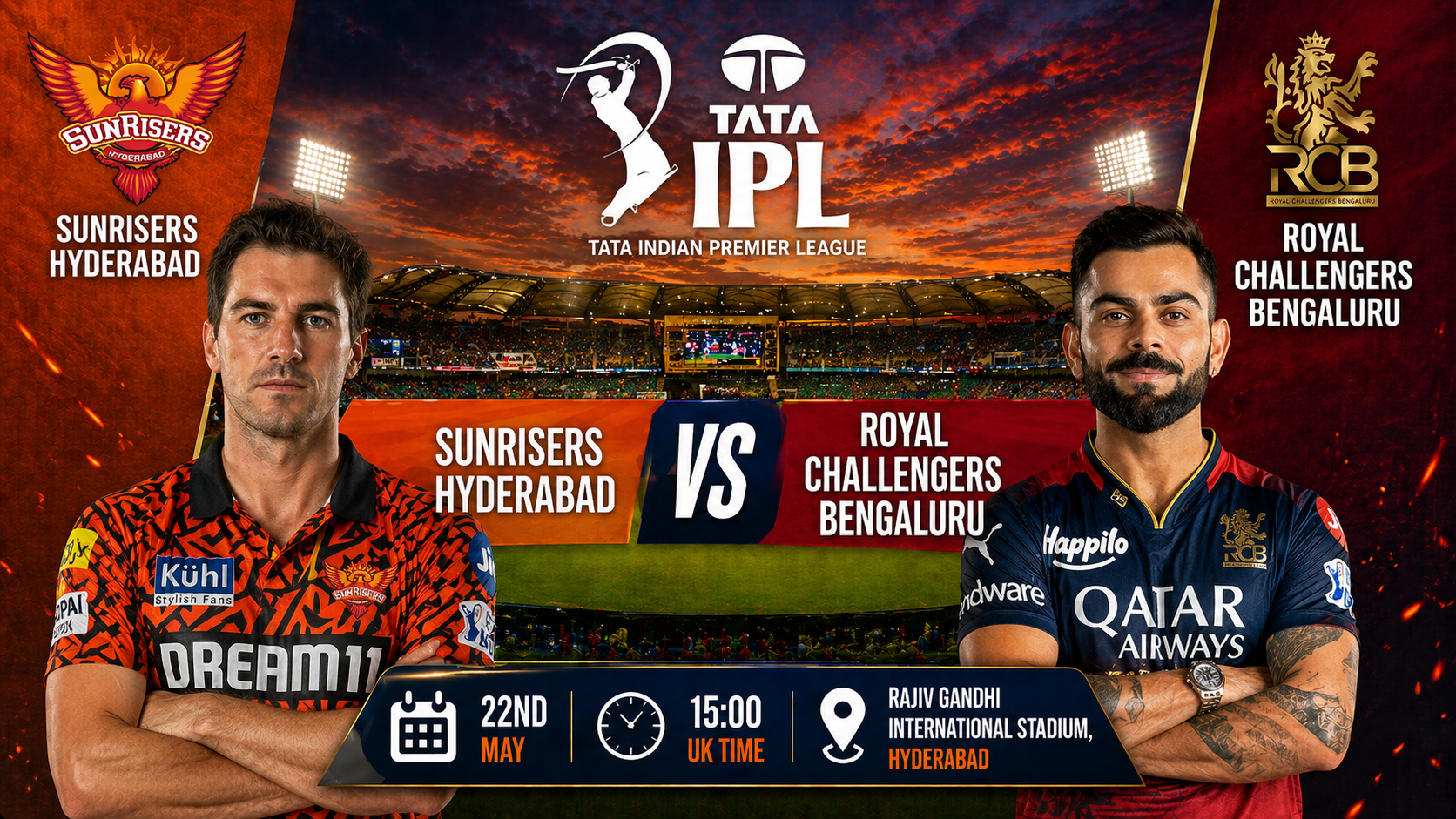 Read more about the article Sunrisers Hyderabad v Royal Challengers Bengaluru – 22 May – Preview & Prediction