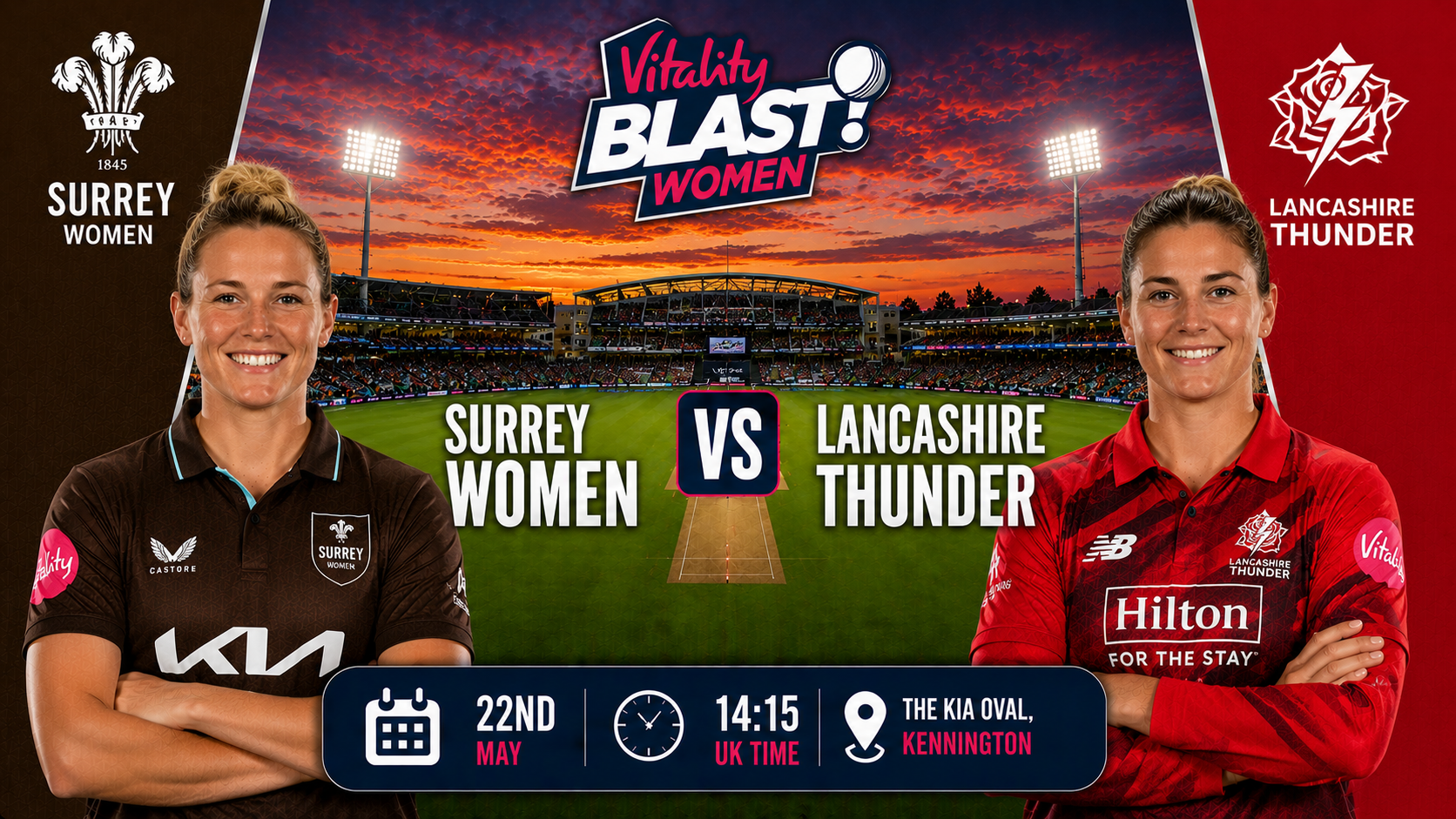 Read more about the article Surrey Women v Lancashire Thunder – 22 May – Preview & Prediction