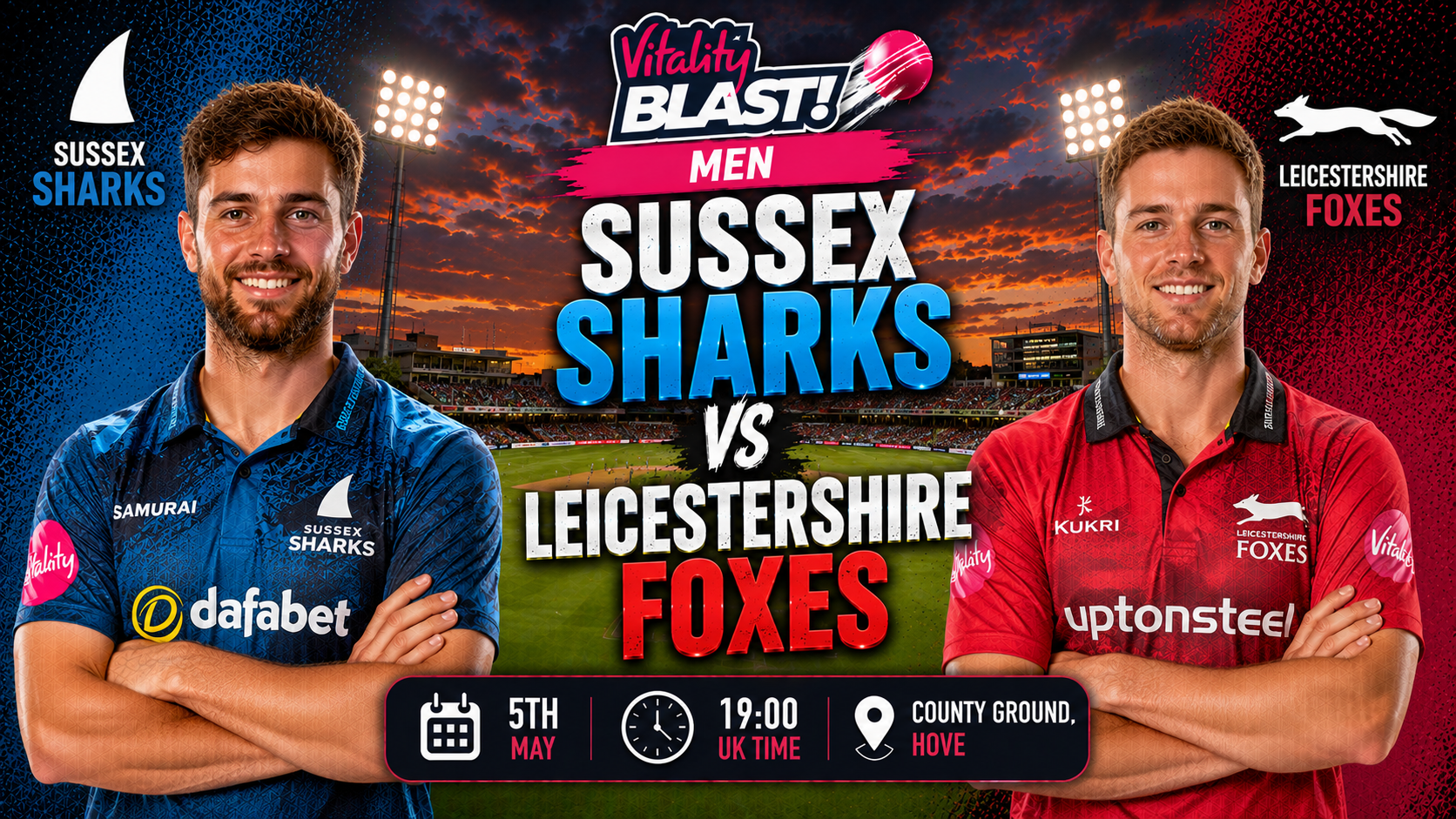 Read more about the article Sussex Sharks v Leicestershire Foxes – 5 June – Preview & Prediction