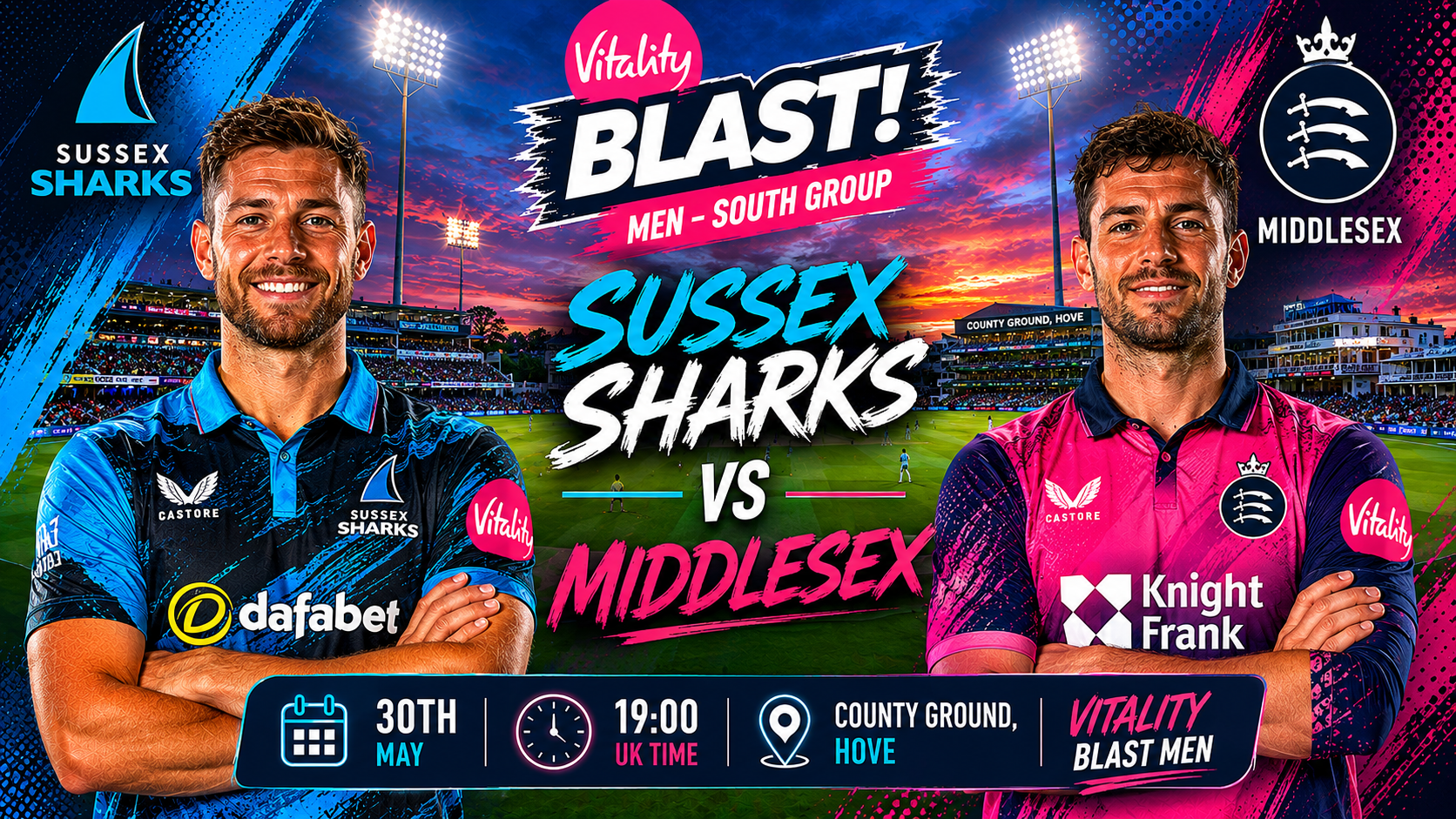 Read more about the article Sussex Sharks v Middlesex – 30 May – Preview & Prediction